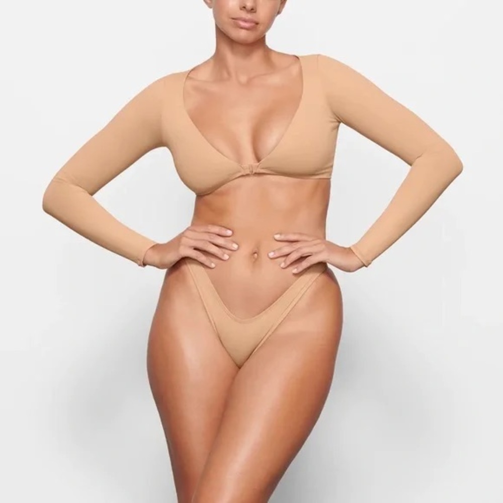 Skims recycled swim thong bottom-3x ochre